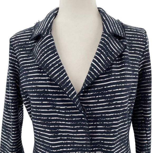 Elliott Lauren Black & Silver Striped Knit Button Front Blazer Jacket Women Sz S - Picture 4 of 11